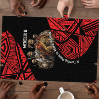 Menelik II Puzzle with Adwa Victory Map, Africa Defeated an Empire Text and Red Geometric - Wonder Print Shop