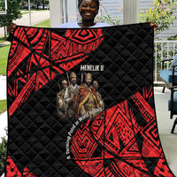 Menelik II Quilt with Adwa Victory Map, Africa Defeated an Empire Text and Red Geometric - Wonder Print Shop