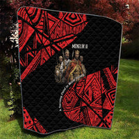 Menelik II Quilt with Adwa Victory Map, Africa Defeated an Empire Text and Red Geometric - Wonder Print Shop