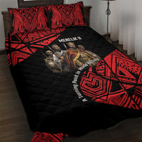 Menelik II Quilt Bed Set with Adwa Victory Map, Africa Defeated an Empire Text and Red Geometric - Wonder Print Shop