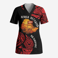 Menelik II Scrub Top with Adwa Victory Map, Africa Defeated an Empire Text and Red Geometric - Wonder Print Shop