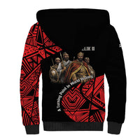 Menelik II Sherpa Hoodie with Adwa Victory Map, Africa Defeated an Empire Text and Red Geometric - Wonder Print Shop