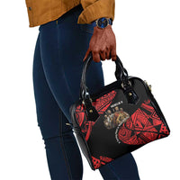 Menelik II Shoulder Handbag with Adwa Victory Map, Africa Defeated an Empire Text and Red Geometric - Wonder Print Shop
