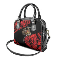 Menelik II Shoulder Handbag with Adwa Victory Map, Africa Defeated an Empire Text and Red Geometric - Wonder Print Shop