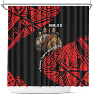Menelik II Shower Curtain with Adwa Victory Map, Africa Defeated an Empire Text and Red Geometric - Wonder Print Shop