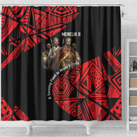 Menelik II Shower Curtain with Adwa Victory Map, Africa Defeated an Empire Text and Red Geometric - Wonder Print Shop