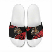 Menelik II Slide Sandals with Adwa Victory Map, Africa Defeated an Empire Text and Red Geometric - Wonder Print Shop