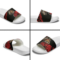 Menelik II Slide Sandals with Adwa Victory Map, Africa Defeated an Empire Text and Red Geometric - Wonder Print Shop