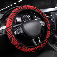 Menelik II Steering Wheel Cover with Adwa Victory Map, Africa Defeated an Empire Text and Red Geometric - Wonder Print Shop
