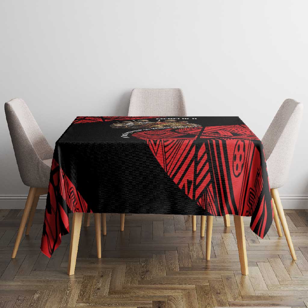 Menelik II Tablecloth with Adwa Victory Map, Africa Defeated an Empire Text and Red Geometric - undefined