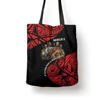 Menelik II Tote Bag with Adwa Victory Map, Africa Defeated an Empire Text and Red Geometric - Wonder Print Shop