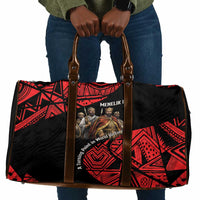 Menelik II Travel Bag with Adwa Victory Map, Africa Defeated an Empire Text and Red Geometric - Wonder Print Shop