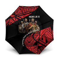 Menelik II Umbrella with Adwa Victory Map, Africa Defeated an Empire Text and Red Geometric - Wonder Print Shop