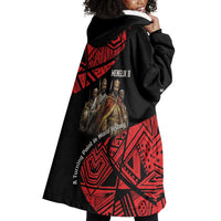 Menelik II Wearable Blanket Hoodie with Adwa Victory Map, Africa Defeated an Empire Text and Red Geometric - Wonder Print Shop