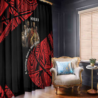Menelik II Window Curtain with Adwa Victory Map, Africa Defeated an Empire Text and Red Geometric - Wonder Print Shop