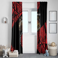Menelik II Window Curtain with Adwa Victory Map, Africa Defeated an Empire Text and Red Geometric - Wonder Print Shop