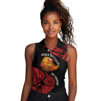 Menelik II Women Sleeveless Polo Shirt with Adwa Victory Map, Africa Defeated an Empire Text and Red Geometric - Wonder Print Shop