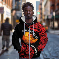 Menelik II Zip Hoodie with Adwa Victory Map, Africa Defeated an Empire Text and Red Geometric - Wonder Print Shop