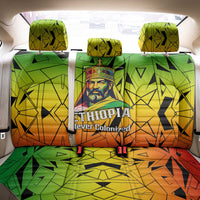 Menelik II Back Car Seat Cover with Crowned Portrait, Ethiopia Never Colonized Text and Pan-African Abstract - Wonder Print Shop
