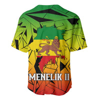 Menelik II Baseball Jersey with Crowned Portrait, Ethiopia Never Colonized Text and Pan-African Abstract - Wonder Print Shop