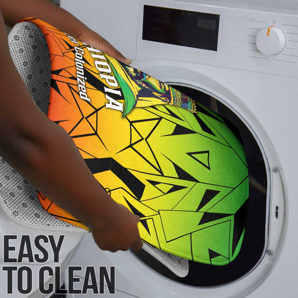 Menelik II Bathroom Set with Crowned Portrait, Ethiopia Never Colonized Text and Pan-African Abstract - Wonder Print Shop