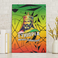 Menelik II Canvas Wall Art with Crowned Portrait, Ethiopia Never Colonized Text and Pan-African Abstract - Wonder Print Shop