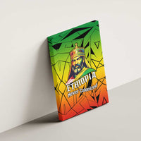 Menelik II Canvas Wall Art with Crowned Portrait, Ethiopia Never Colonized Text and Pan-African Abstract - Wonder Print Shop