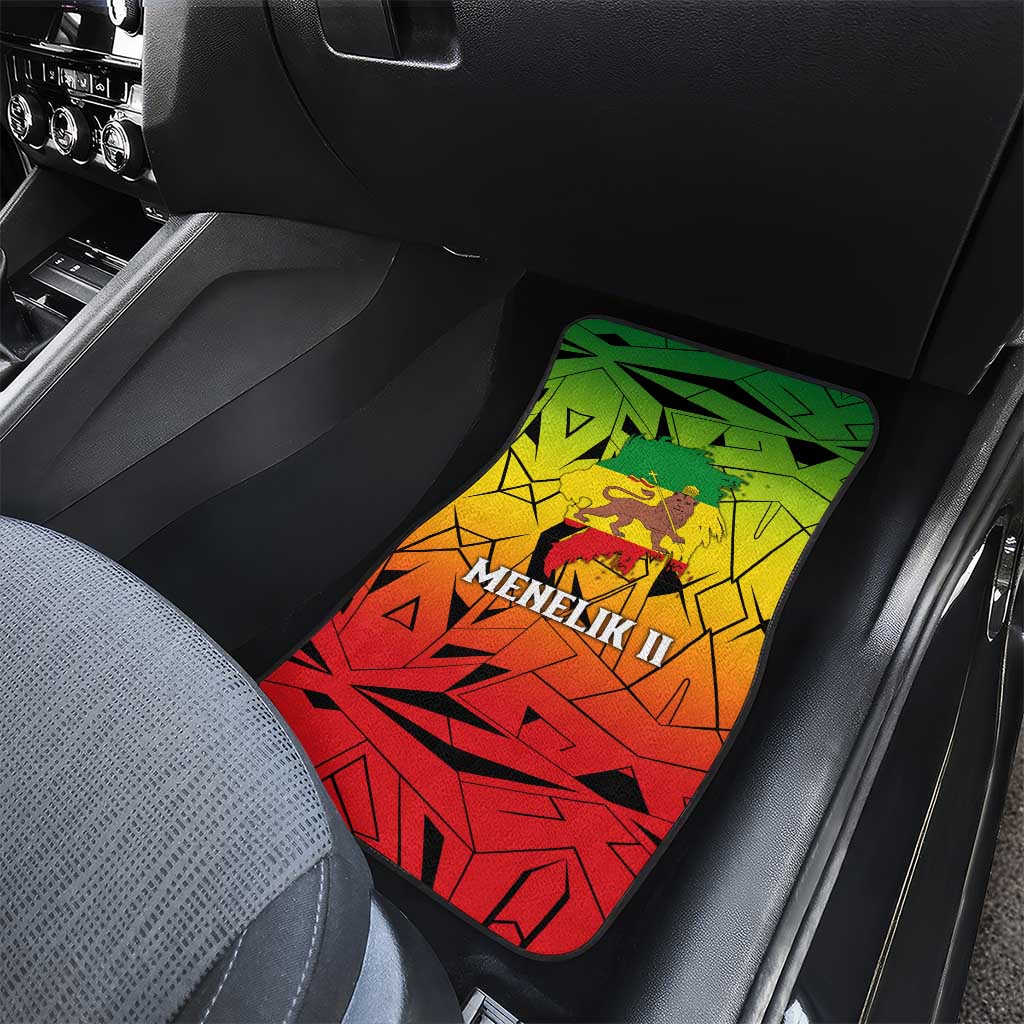 Menelik II Car Mats with Crowned Portrait, Ethiopia Never Colonized Text and Pan-African Abstract - Wonder Print Shop
