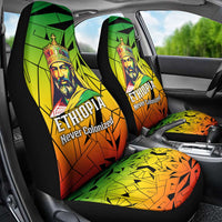 Menelik II Car Seat Cover with Crowned Portrait, Ethiopia Never Colonized Text and Pan-African Abstract - Wonder Print Shop