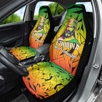 Menelik II Car Seat Cover with Crowned Portrait, Ethiopia Never Colonized Text and Pan-African Abstract - Wonder Print Shop