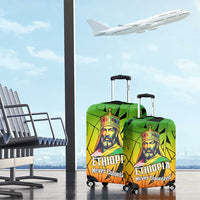 Menelik II Luggage Cover with Crowned Portrait, Ethiopia Never Colonized Text and Pan-African Abstract - Wonder Print Shop