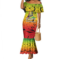 Menelik II Mermaid Dress with Crowned Portrait, Ethiopia Never Colonized Text and Pan-African Abstract - Wonder Print Shop