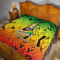 Menelik II Quilt with Crowned Portrait, Ethiopia Never Colonized Text and Pan-African Abstract - Wonder Print Shop