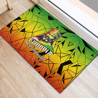 Menelik II Rubber Doormat with Crowned Portrait, Ethiopia Never Colonized Text and Pan-African Abstract - Wonder Print Shop