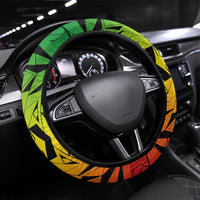 Menelik II Steering Wheel Cover with Crowned Portrait, Ethiopia Never Colonized Text and Pan-African Abstract - Wonder Print Shop