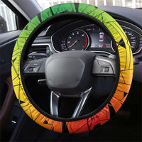 Menelik II Steering Wheel Cover with Crowned Portrait, Ethiopia Never Colonized Text and Pan-African Abstract - Wonder Print Shop