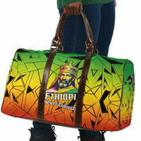 Menelik II Travel Bag with Crowned Portrait, Ethiopia Never Colonized Text and Pan-African Abstract - Wonder Print Shop