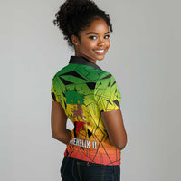 Menelik II Women Polo Shirt with Crowned Portrait, Ethiopia Never Colonized Text and Pan-African Abstract - Wonder Print Shop