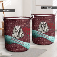Hatshepsut Laundry Basket with Pharaoh Bust Illustration, Female Pharaoh Title and Egyptian Hieroglyph - Wonder Print Shop
