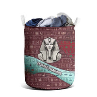 Hatshepsut Laundry Basket with Pharaoh Bust Illustration, Female Pharaoh Title and Egyptian Hieroglyph - Wonder Print Shop