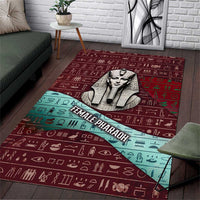 Hatshepsut Area Rug with Pharaoh Bust Illustration, Female Pharaoh Title and Egyptian Hieroglyph - Wonder Print Shop