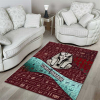 Hatshepsut Area Rug with Pharaoh Bust Illustration, Female Pharaoh Title and Egyptian Hieroglyph - Wonder Print Shop