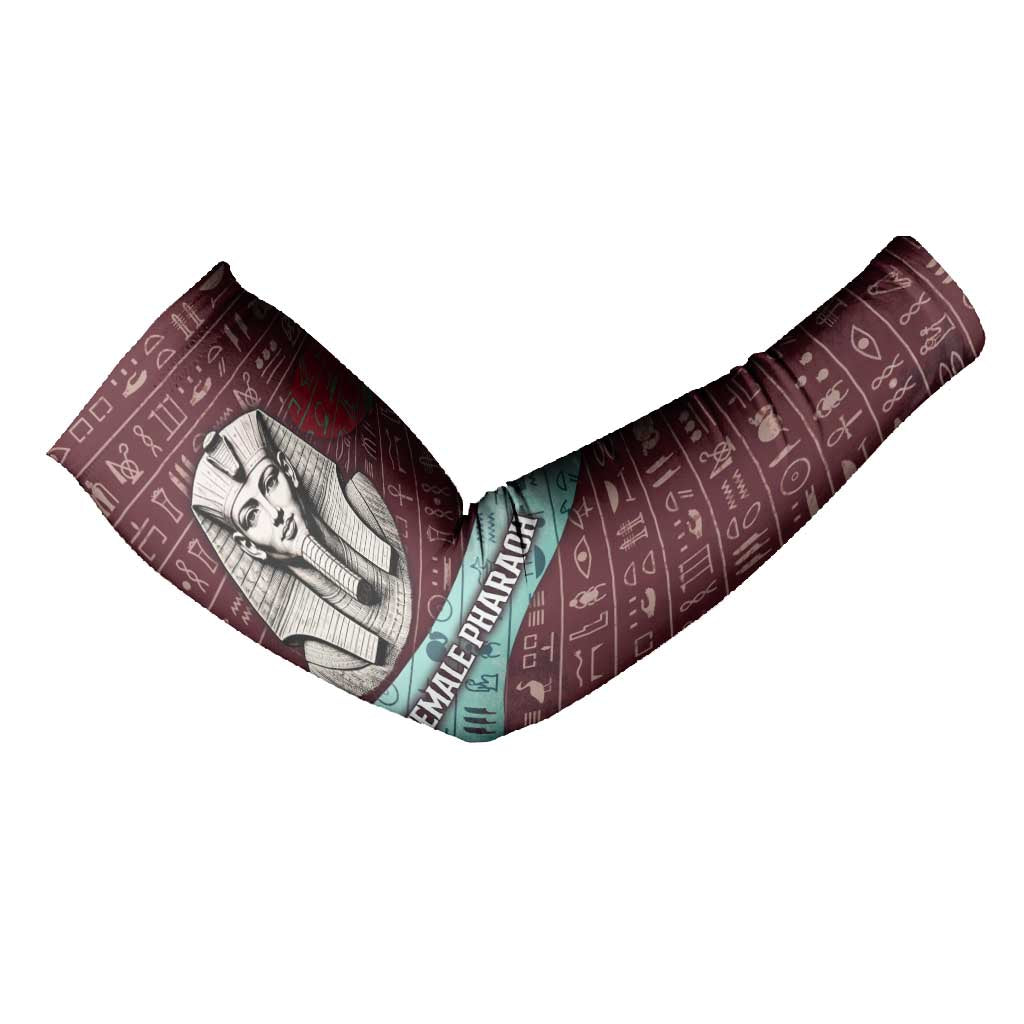 Hatshepsut Arm Sleeves with Pharaoh Bust Illustration, Female Pharaoh Title and Egyptian Hieroglyph - Wonder Print Shop