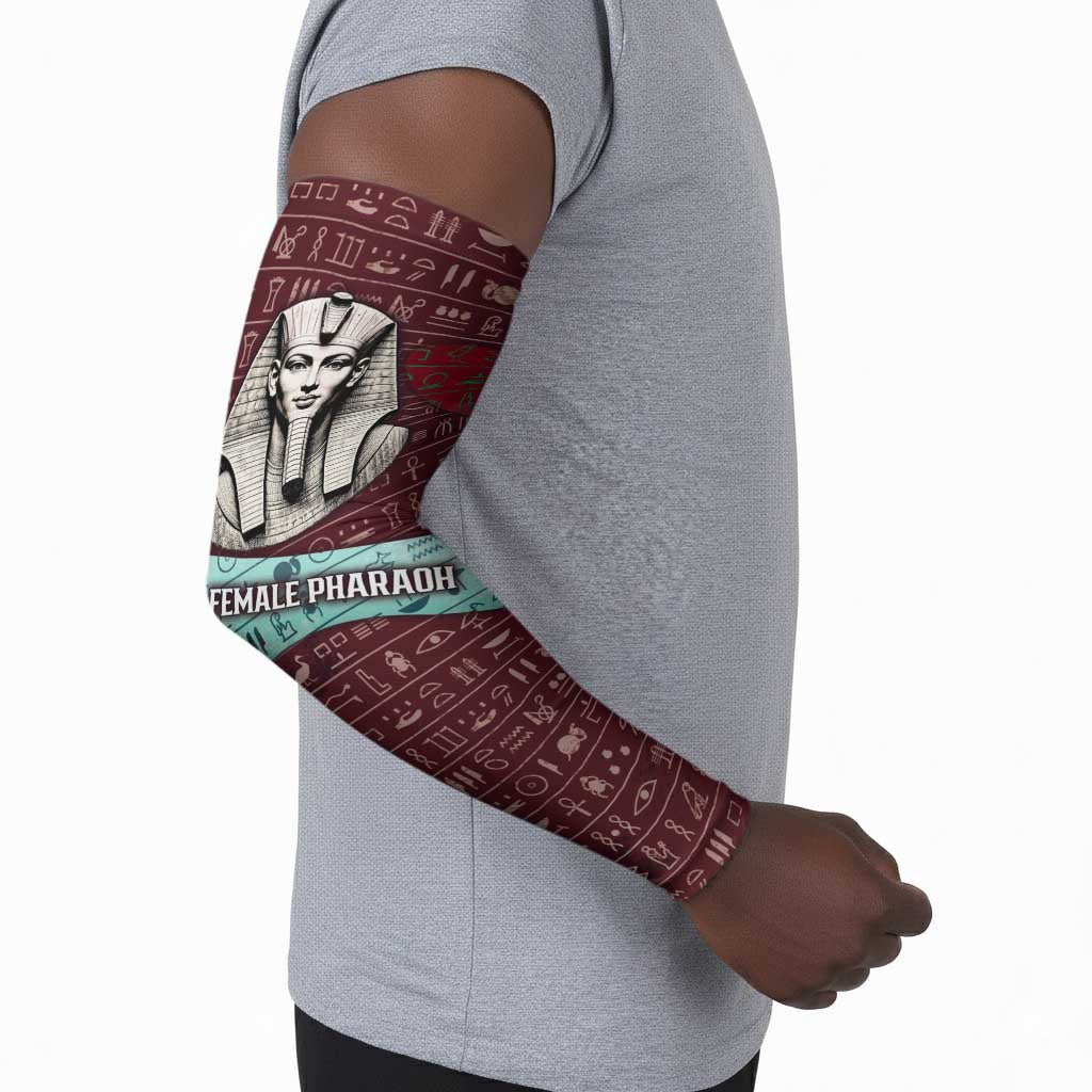 Hatshepsut Arm Sleeves with Pharaoh Bust Illustration, Female Pharaoh Title and Egyptian Hieroglyph - Wonder Print Shop