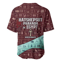 Hatshepsut Baseball Jersey with Pharaoh Bust Illustration, Female Pharaoh Title and Egyptian Hieroglyph - Wonder Print Shop