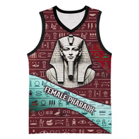 Hatshepsut Basketball Jersey with Pharaoh Bust Illustration, Female Pharaoh Title and Egyptian Hieroglyph - Wonder Print Shop