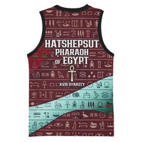 Hatshepsut Basketball Jersey with Pharaoh Bust Illustration, Female Pharaoh Title and Egyptian Hieroglyph - Wonder Print Shop