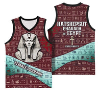 Hatshepsut Basketball Jersey with Pharaoh Bust Illustration, Female Pharaoh Title and Egyptian Hieroglyph - Wonder Print Shop