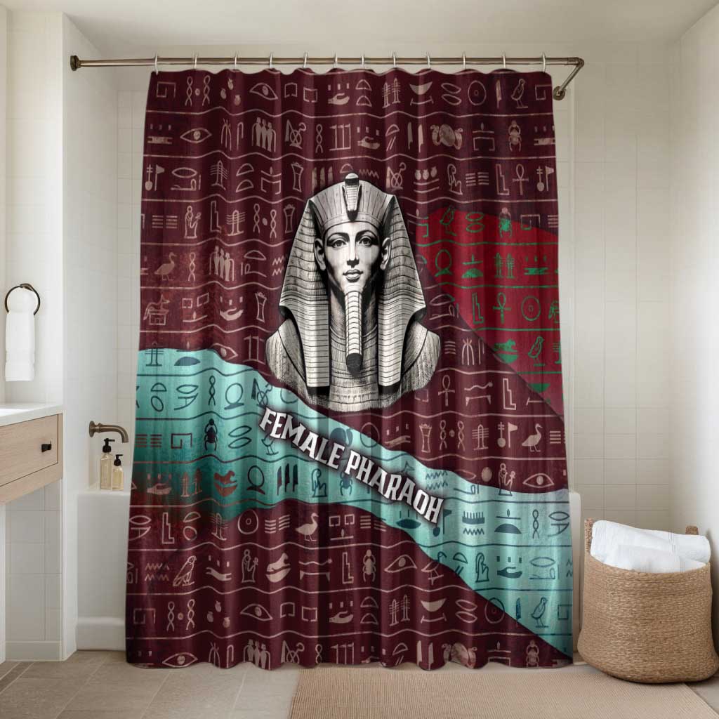 Hatshepsut Bathroom Set with Pharaoh Bust Illustration, Female Pharaoh Title and Egyptian Hieroglyph - Wonder Print Shop