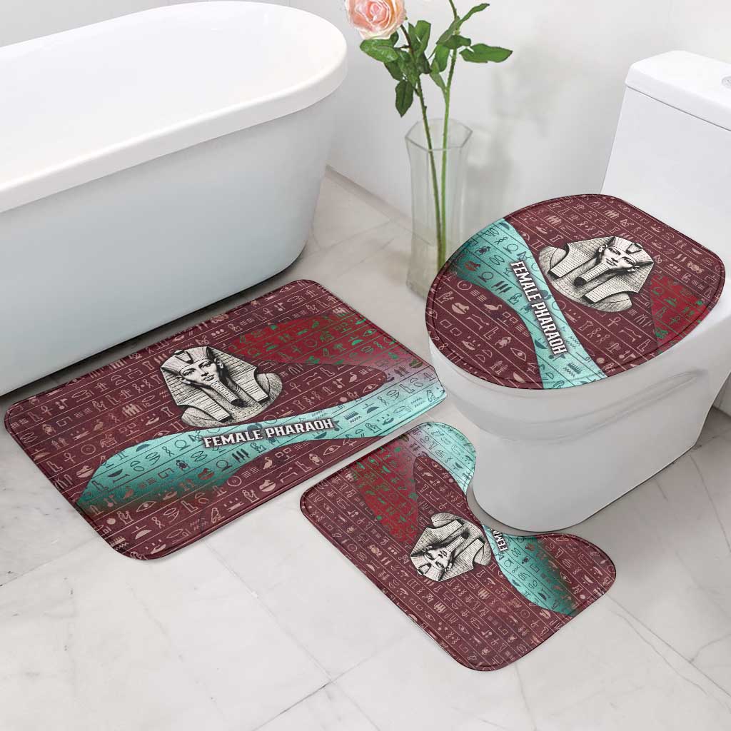 Hatshepsut Bathroom Set with Pharaoh Bust Illustration, Female Pharaoh Title and Egyptian Hieroglyph - Wonder Print Shop